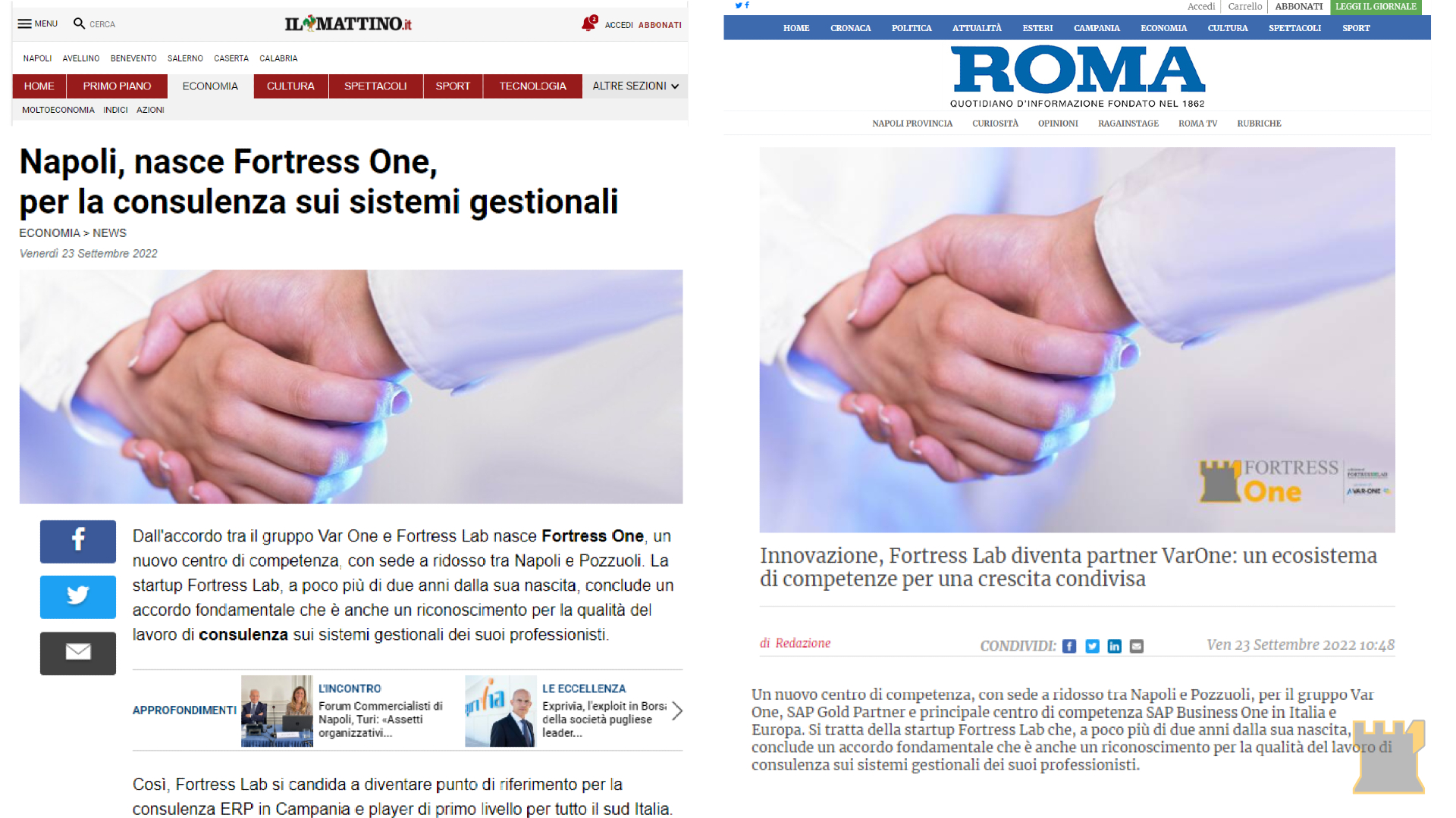 rassegna stampa fortress one var one
